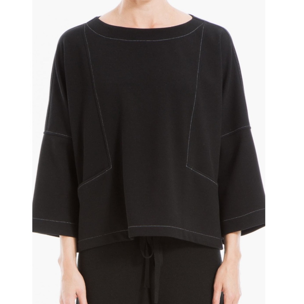 NWT! Max Studio Contrast Stitch Black Top size Small